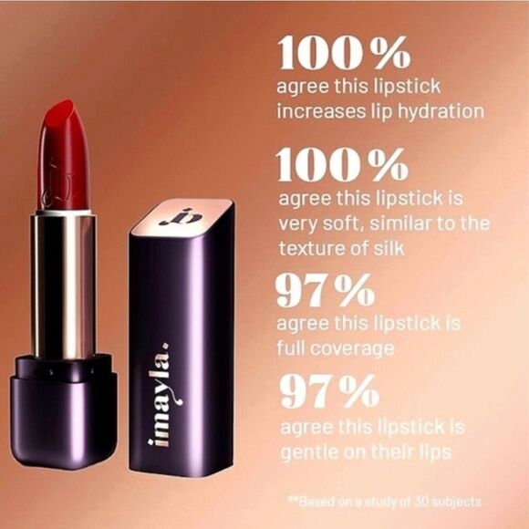 IMAYLA - NIB The One Hydrating Cream Lipstick/"Juicy Cherry"/Free Makeup Case - Picture 9 of 16